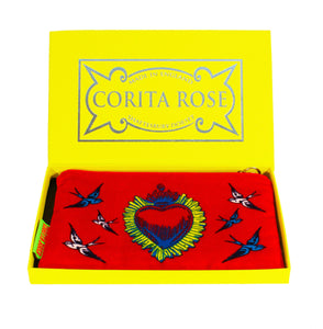 Corita Rose Amor Red Velvet Clutch bag