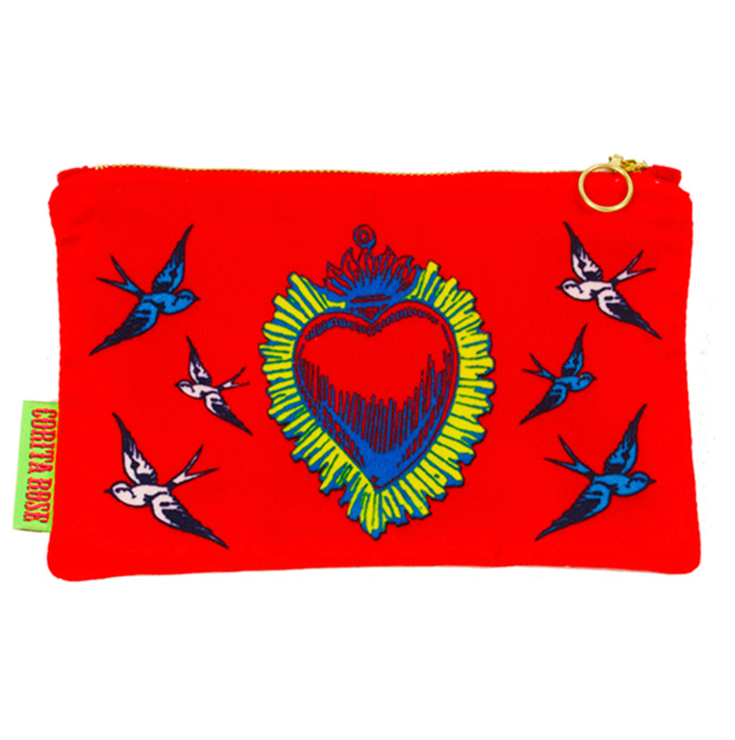 Corita Rose Amor Red Velvet Clutch bag