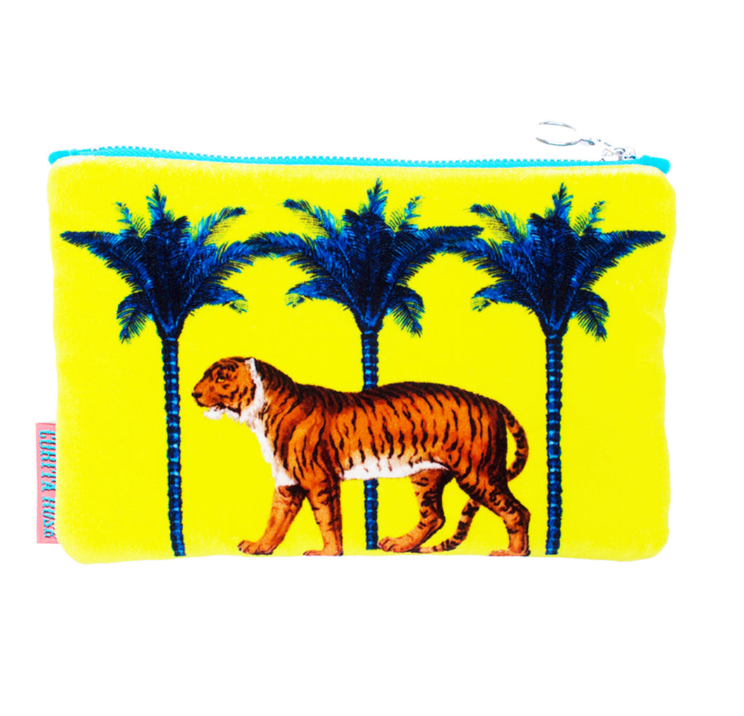 Corita Rose Tiger Velvet Clutch Bag